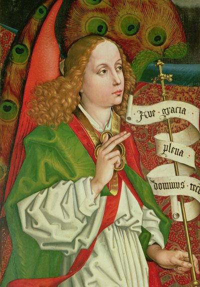 Detail of the Archangel Gabriel, from the Annunciation, from the Orlier Altarpiece, c.1468-70 (detail) by Martin Schongauer